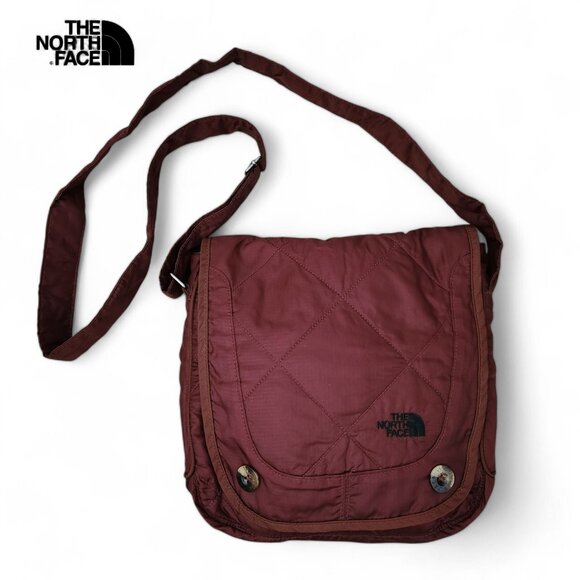 The North Face Handbags - THE NORTH FACE Travel Quilted Nylon Crossbody Purse Bag Outdoor Burgundy